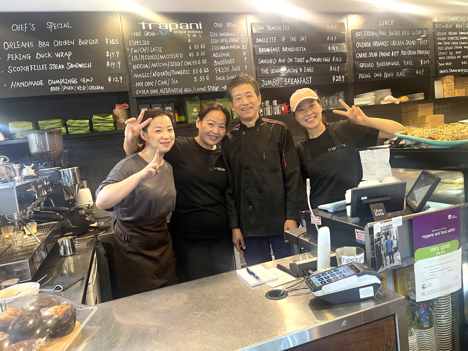 The Trapani team behind the counter